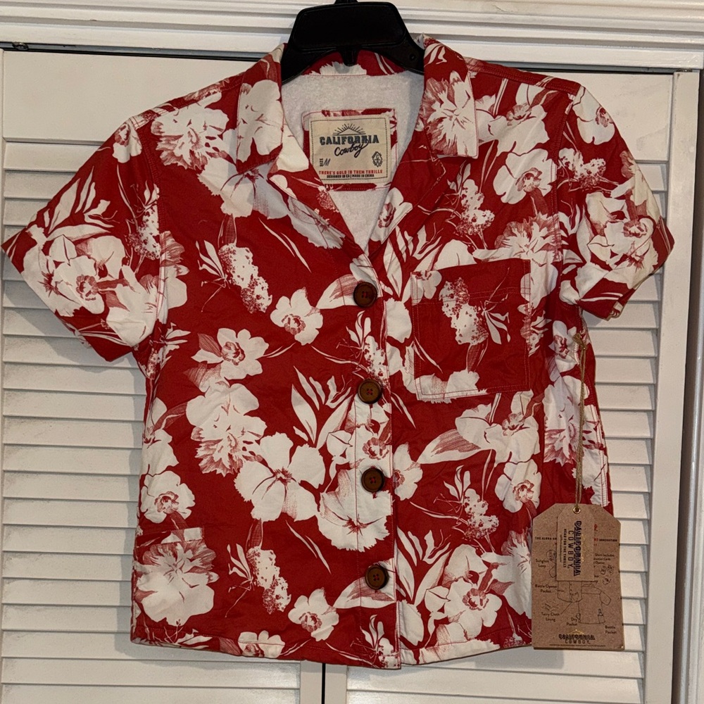 🆕 California Cowboy The High Water Women’s Terry Cloth Lined Floral Shirt - M